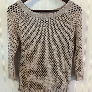 Crochet Pullover Sweater Women’s L 3/4 length sleeves cottage granny business